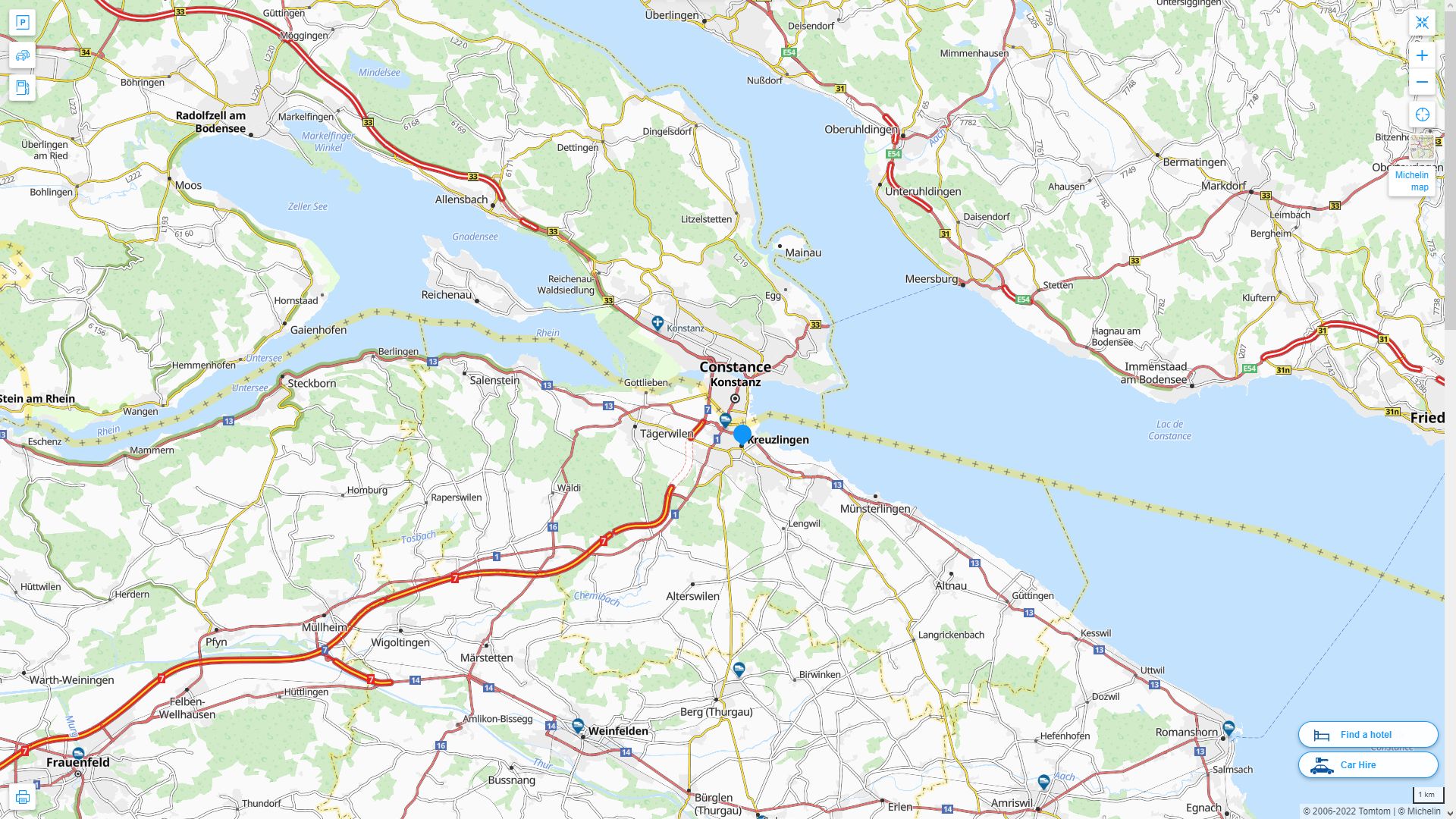 Kreuzlingen Suisse Autoroute et carte routiere